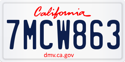 CA license plate 7MCW863