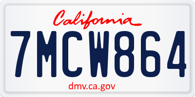 CA license plate 7MCW864