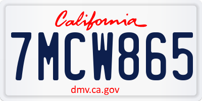 CA license plate 7MCW865