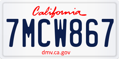 CA license plate 7MCW867