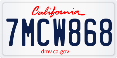 CA license plate 7MCW868