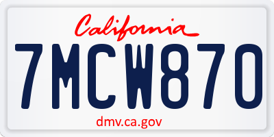 CA license plate 7MCW870