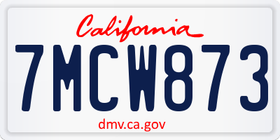 CA license plate 7MCW873