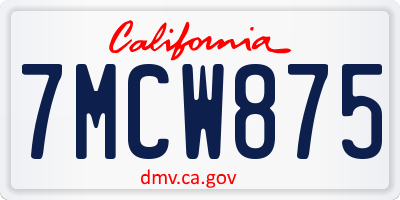 CA license plate 7MCW875