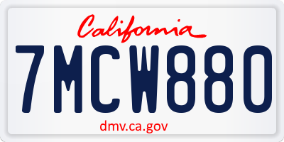 CA license plate 7MCW880