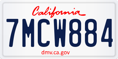 CA license plate 7MCW884