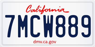 CA license plate 7MCW889