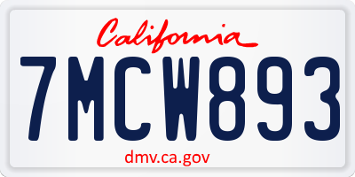 CA license plate 7MCW893