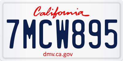 CA license plate 7MCW895