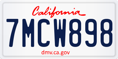 CA license plate 7MCW898