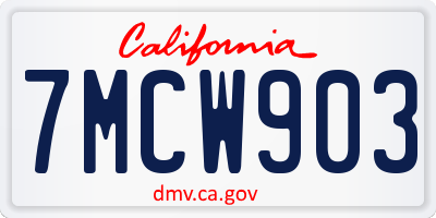 CA license plate 7MCW903