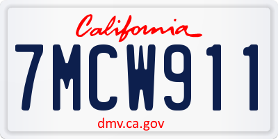 CA license plate 7MCW911