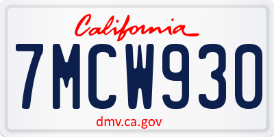 CA license plate 7MCW930