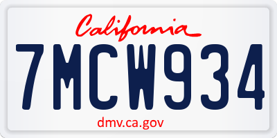 CA license plate 7MCW934