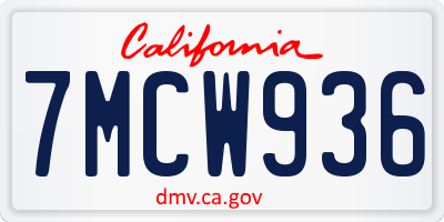 CA license plate 7MCW936