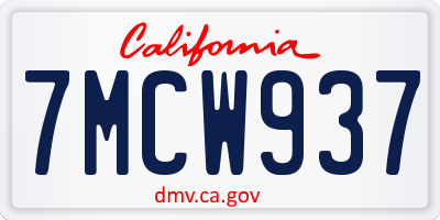 CA license plate 7MCW937