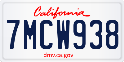 CA license plate 7MCW938