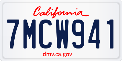 CA license plate 7MCW941
