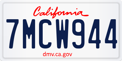 CA license plate 7MCW944