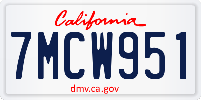 CA license plate 7MCW951