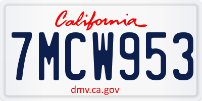 CA license plate 7MCW953