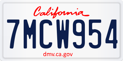 CA license plate 7MCW954