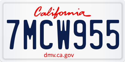 CA license plate 7MCW955