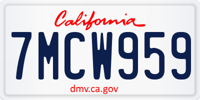 CA license plate 7MCW959