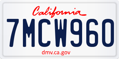 CA license plate 7MCW960