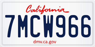 CA license plate 7MCW966