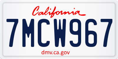 CA license plate 7MCW967