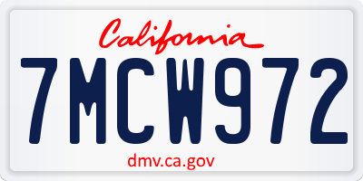 CA license plate 7MCW972