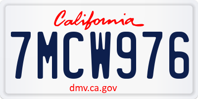 CA license plate 7MCW976