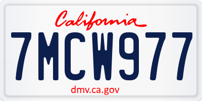 CA license plate 7MCW977