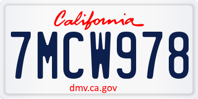 CA license plate 7MCW978