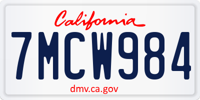 CA license plate 7MCW984