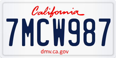 CA license plate 7MCW987