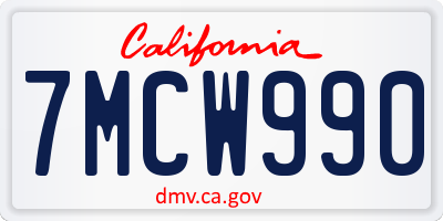 CA license plate 7MCW990