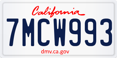 CA license plate 7MCW993