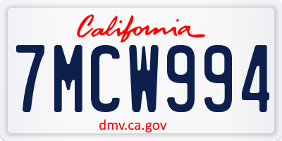 CA license plate 7MCW994