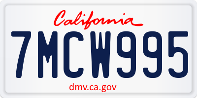 CA license plate 7MCW995