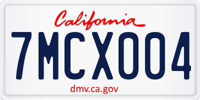CA license plate 7MCX004