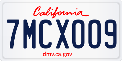 CA license plate 7MCX009