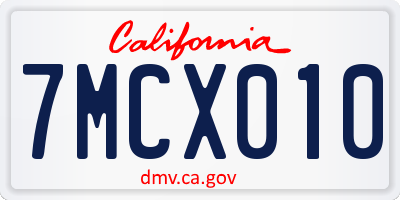 CA license plate 7MCX010