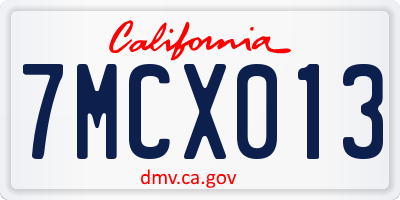 CA license plate 7MCX013