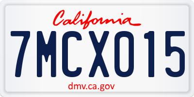 CA license plate 7MCX015