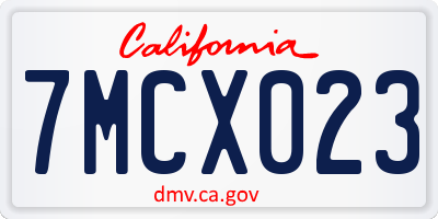 CA license plate 7MCX023