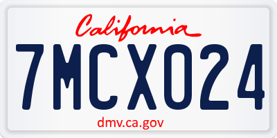 CA license plate 7MCX024