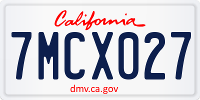 CA license plate 7MCX027