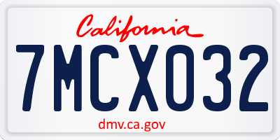 CA license plate 7MCX032